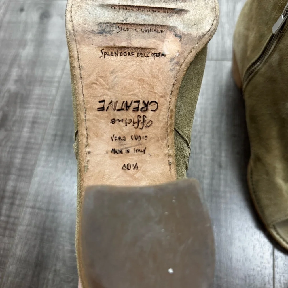 Officine Creative Beige Suede Peep Toe Boots Size 40 1/2 (10.5)